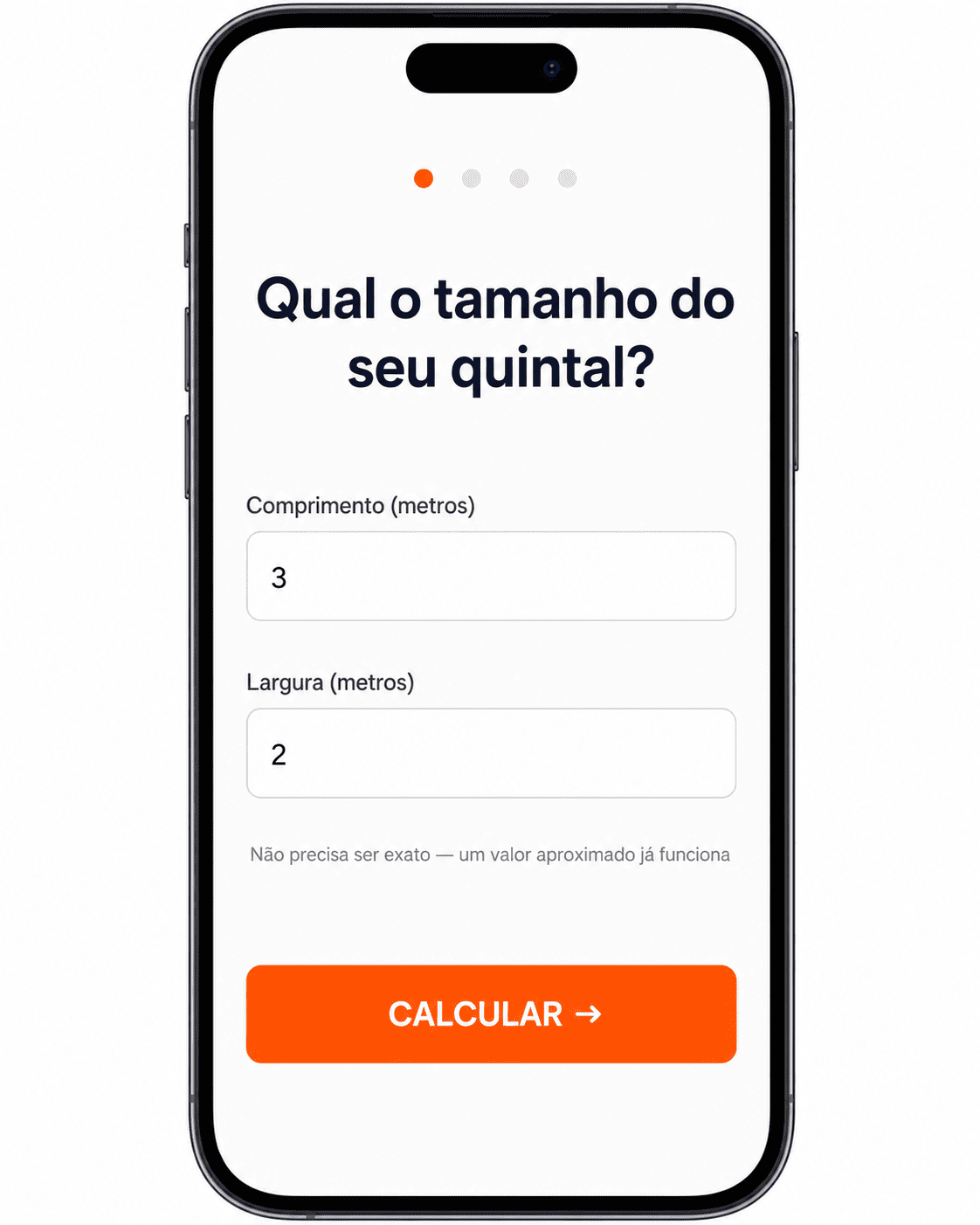 Informe o tamanho do seu quintal